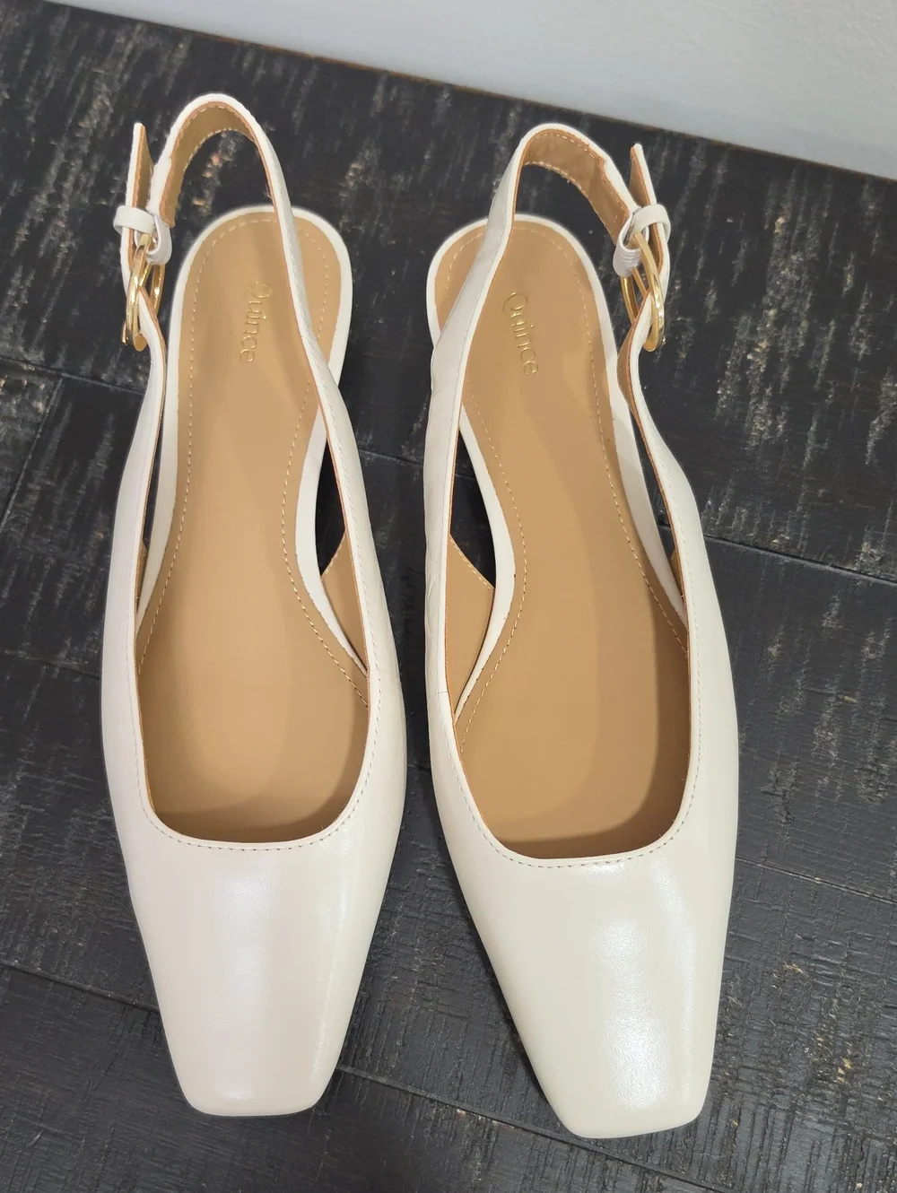 NWOB Quince Italian Leather Slingback Flat in Bone Size 7